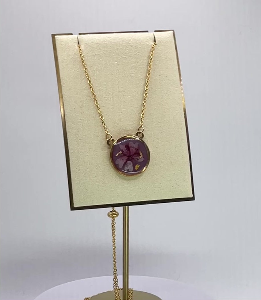 Collier pendentif rond – Verveine & Mauve