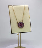Collier pendentif rond – Verveine & Mauve
