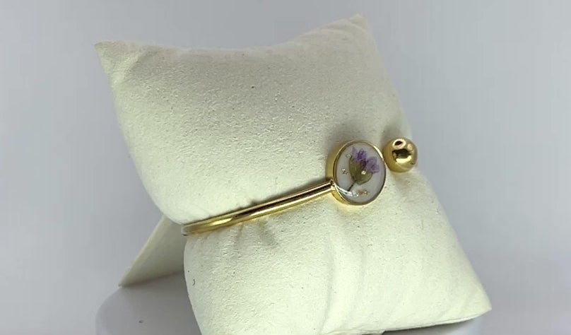 Bracelet jonc - Fleur violette